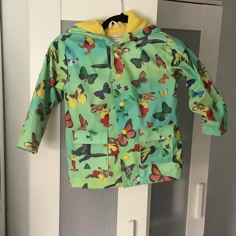 Kids Waterproof Butterfly Raincoat with Hood - Green